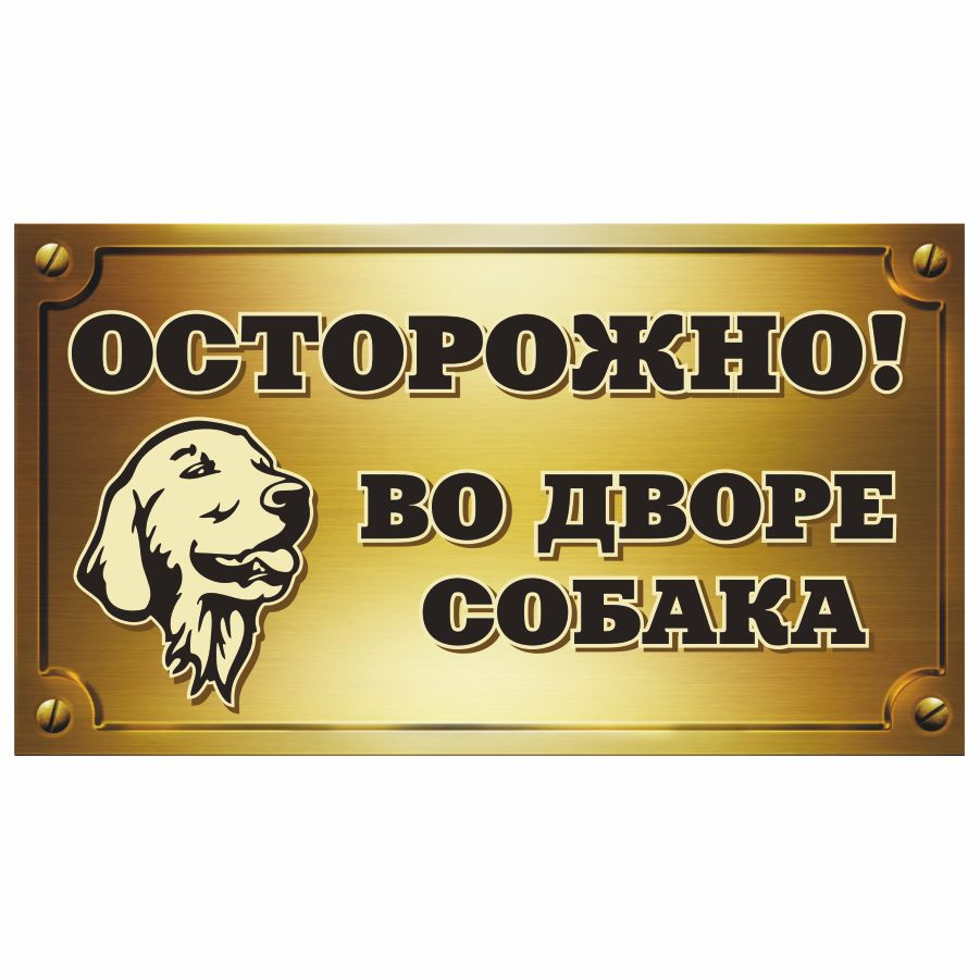 Табличка, с юмором, прикол, DANGER DOG, Осторожно! Во дворе собака, 25x14 см  #1