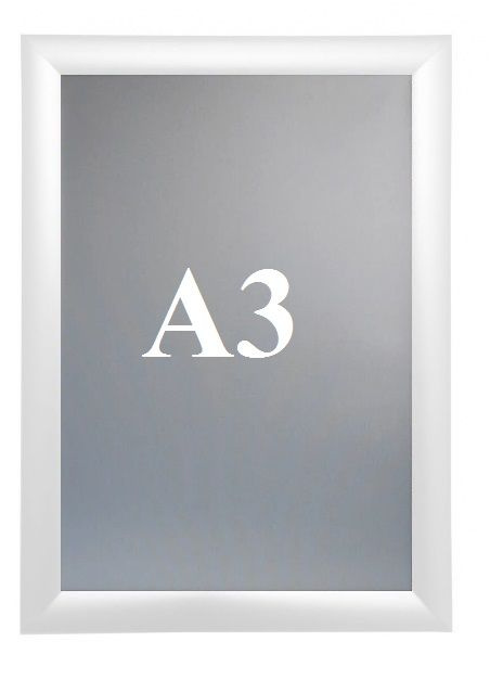 РУРАМ Фоторамка "Рамка алюминиевая Клик, А3 (29,7*42), прямой угол, Белый, защелкивающийся профиль"  #1