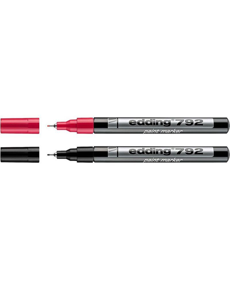 Маркер лаковый глянцевый EDDING 792, металлическая оправа, 0.8 мм, 2 шт., цвет: черный и красный  #1