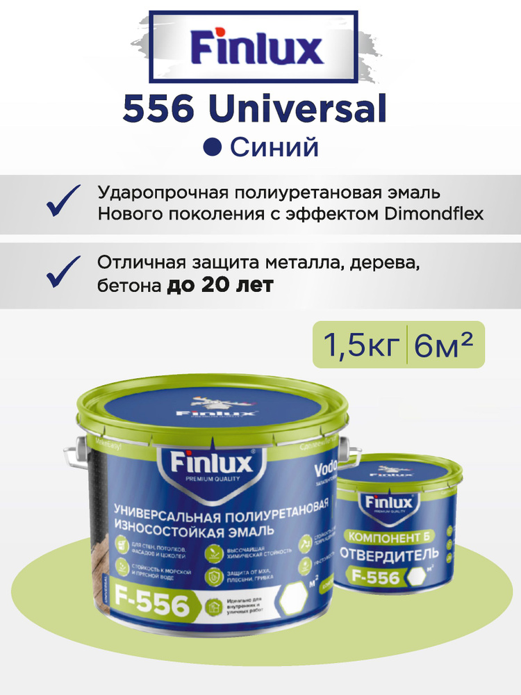 Полиуретановая ударопрочная эмаль Finlux F-556 Universal для защиты бетонных, металлических, деревянных #1