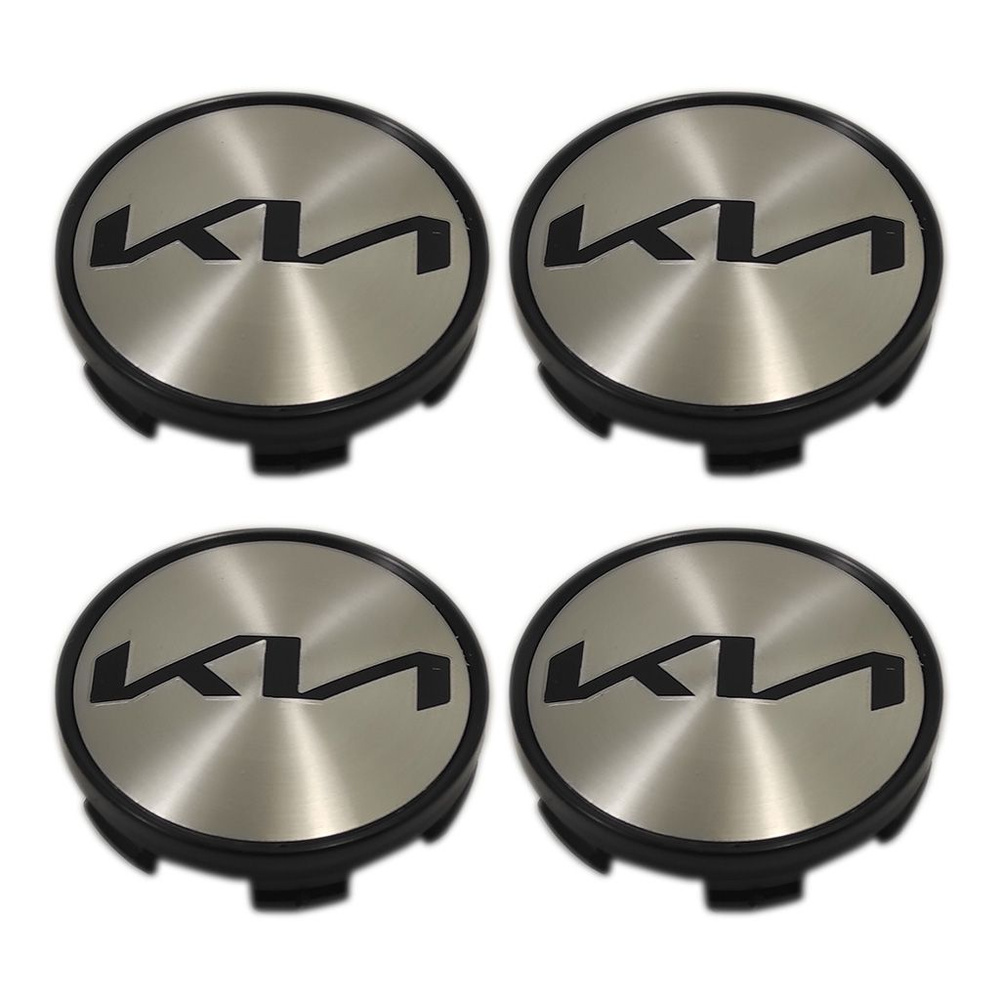 Колпачки на литые диски СКАД 56/51/12 мм - 4 шт / Заглушки ступицы KIA серебро,черный логотип  #1