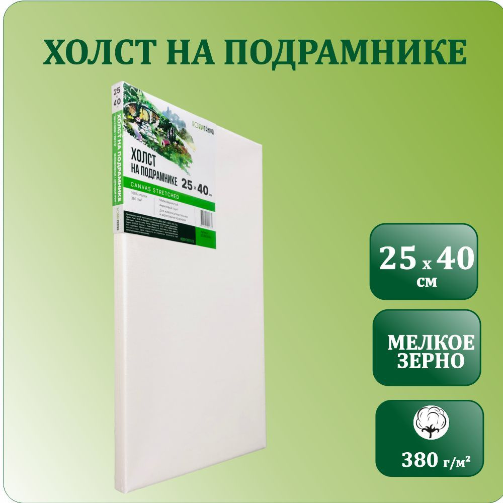 Хлопковый грунтованный холст на подрамнике 25х40 см, Хоббитания, хлопок 380 гр/м2, холст для рисования #1