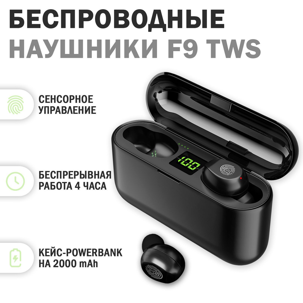 Наушники беспроводные вакуумные блютуз с микрофоном / Гарнитура Bluetooth для телефона сенсорная в кейсе #1