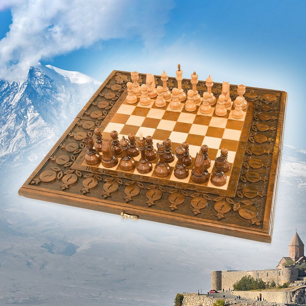 Шахматы и нарды деревянные 50 х 50 см Бук Армения #1