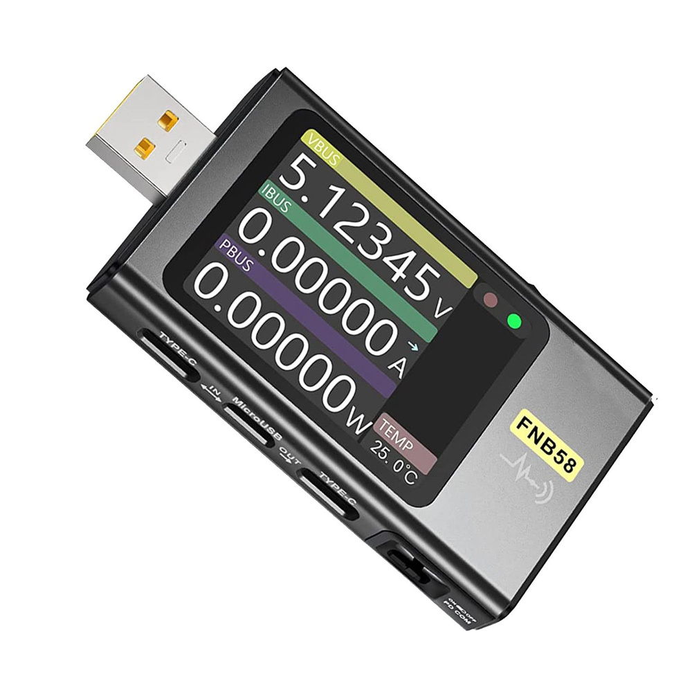 (W G B D) FNB58 USB-тестер, цифровой вольтметр Тестер тока USB Type-C Протокол быстрой зарядки Power #1