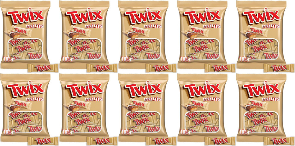 Батончик Twix Minis шоколадный, комплект: 10 упаковок по 184 г #1