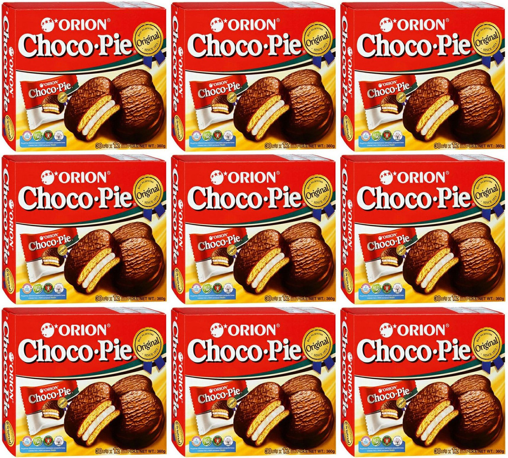Пирожное Orion Choco Pie бисквитное 30 г х 12 шт, комплект: 9 упаковок по 360 г  #1