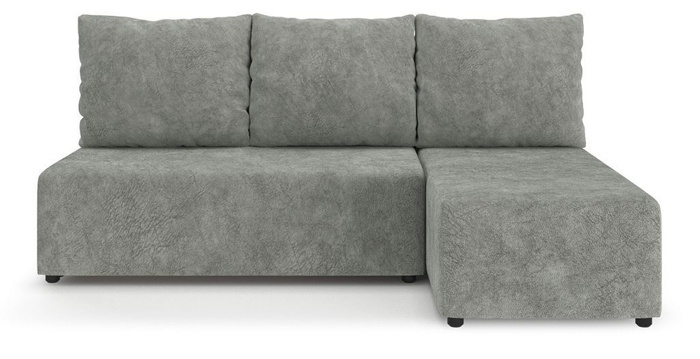 Угловой диван-кровать PUSHE раскладной Каир Lux правый угол, велюр, серый мрамор Meridian 992  #1