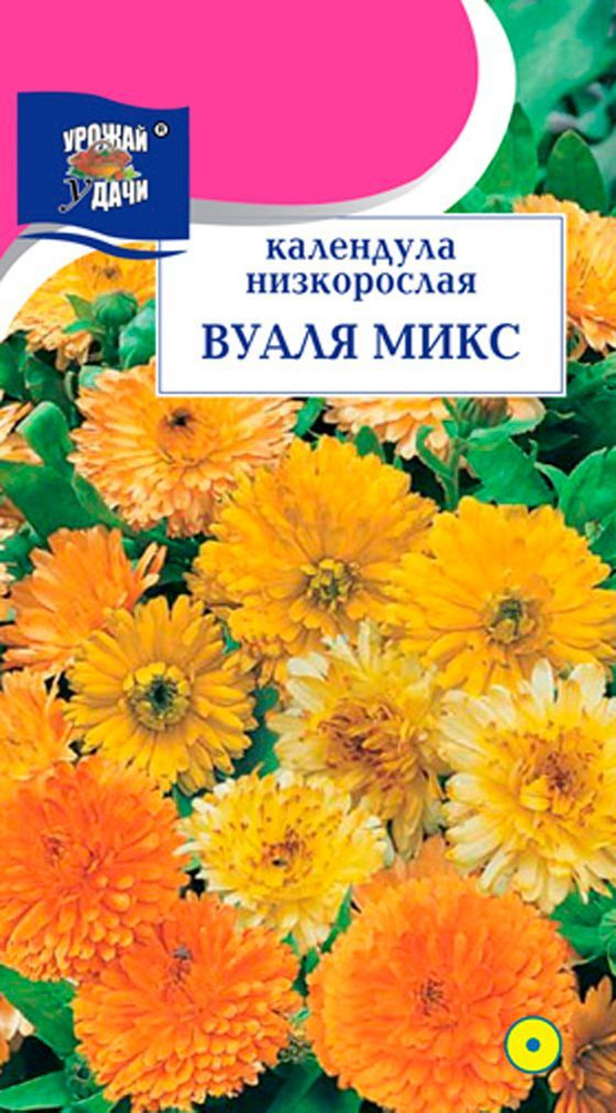 Календула низкорослая ВУАЛЯ Микс (Семена УРОЖАЙ УДАЧИ, 0,3 г семян в упаковке)  #1