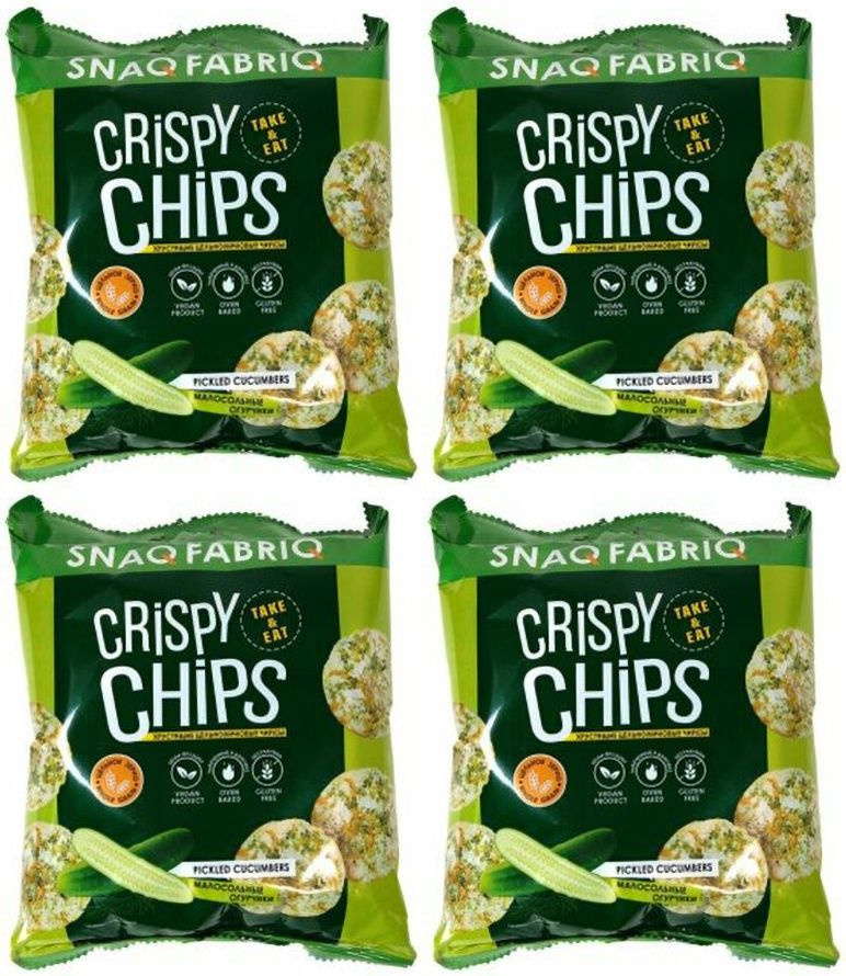 Чипсы рисовые Snaq Fabriq Crispy Chips малосольные огурчики, комплект: 4 упаковки по 50 г  #1