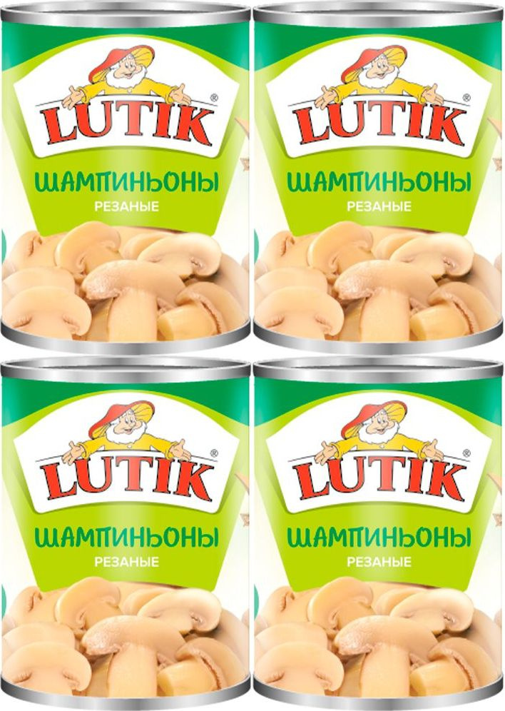 Шампиньоны Lutik резаные, комплект: 4 упаковки по 425 г #1