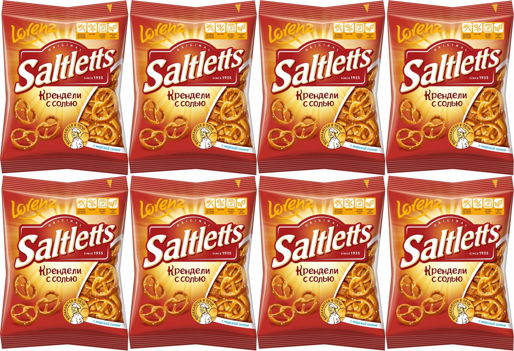 Крендельки Lorenz Saltletts Классические мини с солью, комплект: 8 упаковок по 50 г  #1