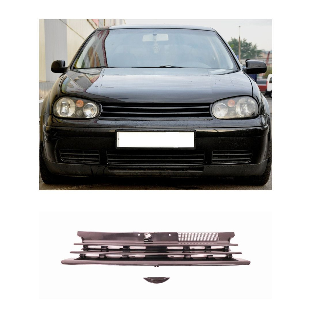 Решетка радиатора VW Golf 4 тюнинг черная без значка #1