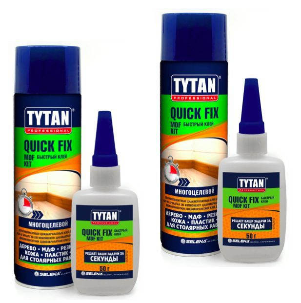 Клей цианакрилатный для МДФ двухкомпонентный Tytan Professional, прозрачный (200 мл + 50 г) х 2 шт.  #1