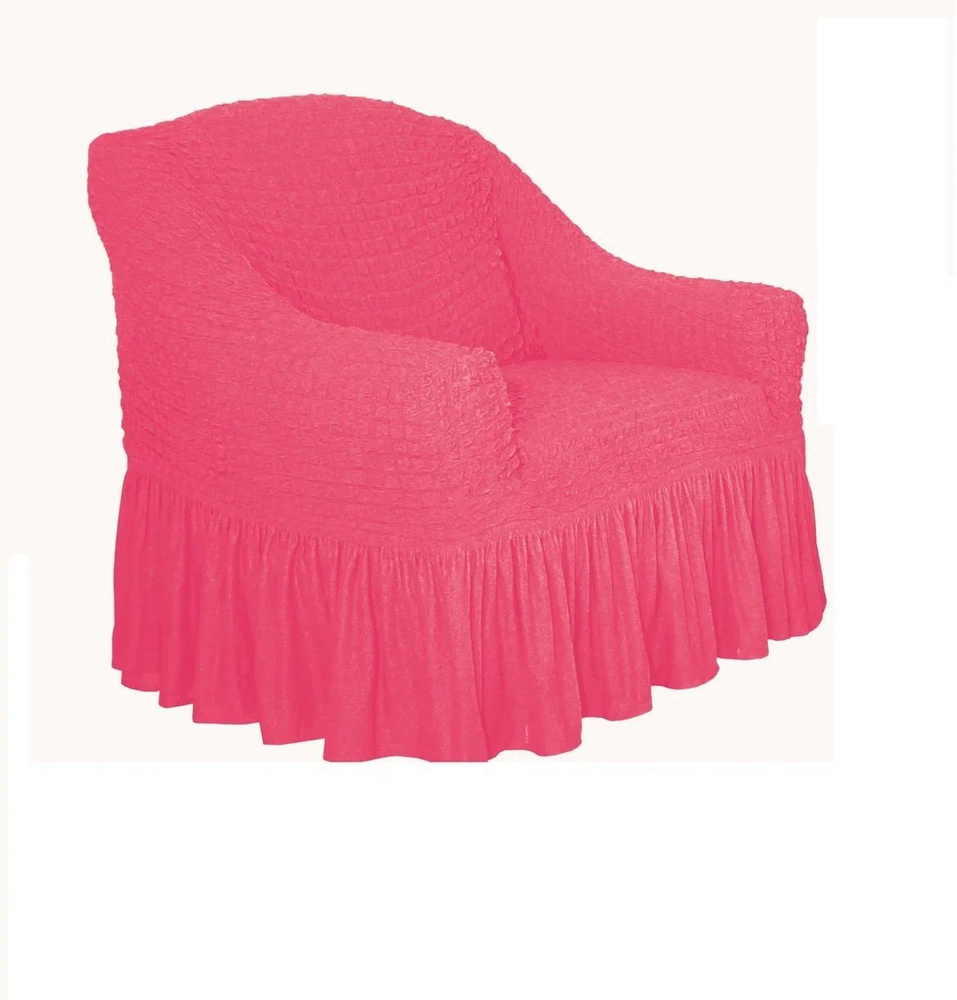 Чехол на кресло с оборкой, на резинке, универсальный, натяжной, накидка - дивандек на кресло  #1