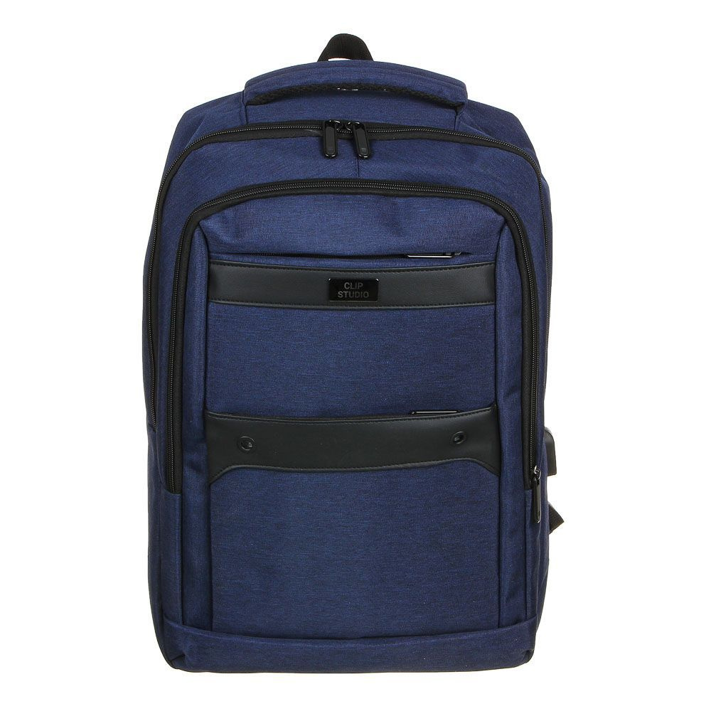 Рюкзак универсальный 45x29x16см, 1 отд, 2 кармана, пластиковая спинка, USB, синий  #1