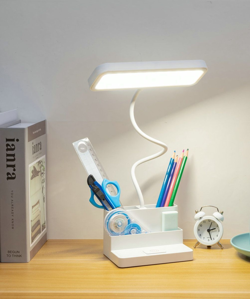 Настольный светильник LED на гибкой стойке с сенсорным управлением,лампа настольная для школьника с тремя #1