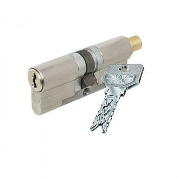 Цилиндр дверной EVVA 3KS 102мм (46+56Верт.)ключ/вертушка, матовый никель (личинка замка)  #1