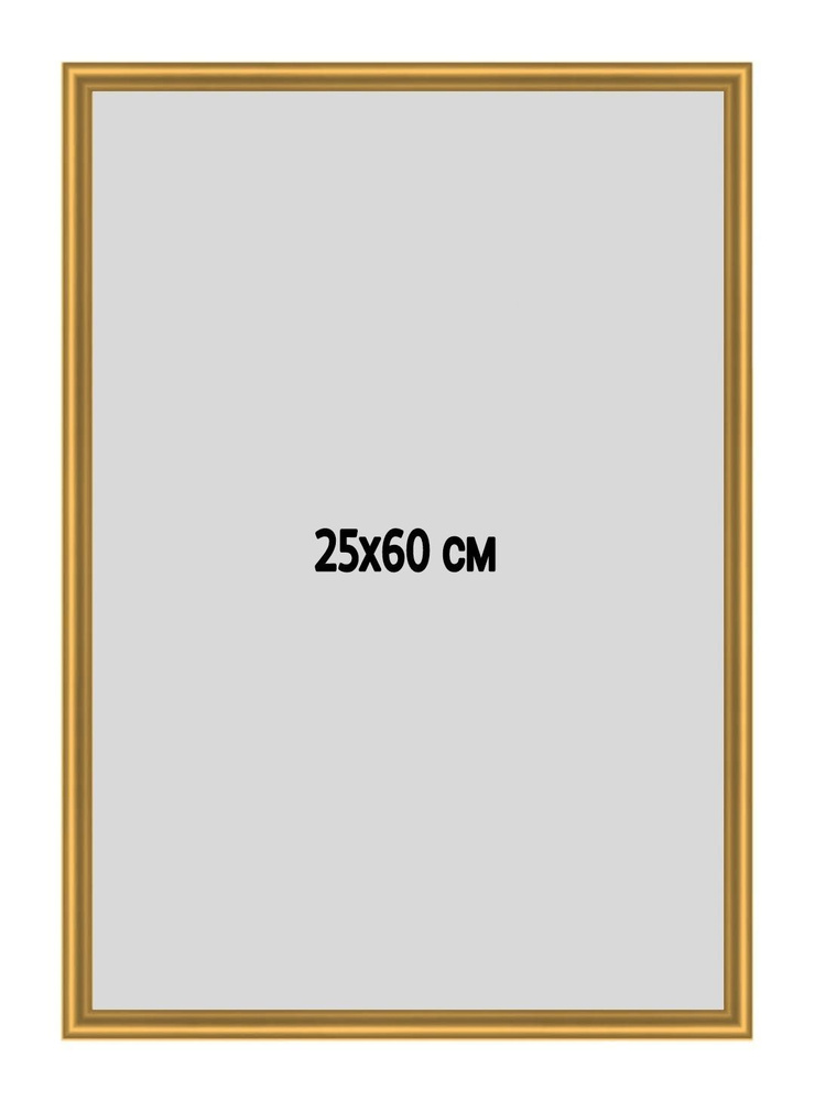 Фоторамка металлическая (алюминиевая) золотая для постера, фотографии, картины 25х60 см. Рамка для зеркала. #1