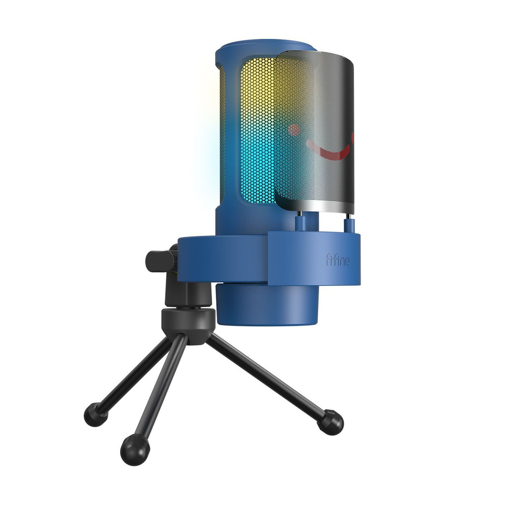 Fifine Микрофон игровой (для стриминга) A8 V AmpliGame с RGB подсветкой, синий  #1