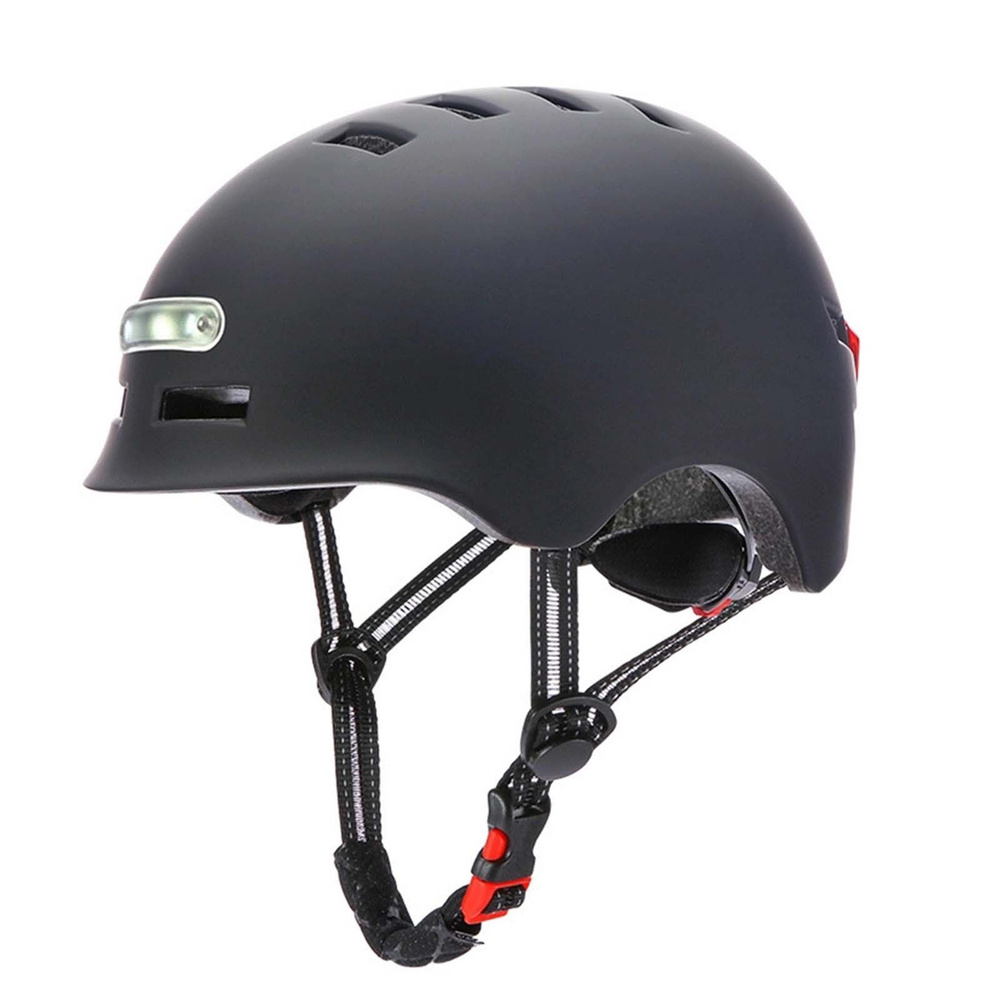 Шлем для велосипеда, электросамоката, гироскутера с подсветкой и фонарем (Черный)  #1