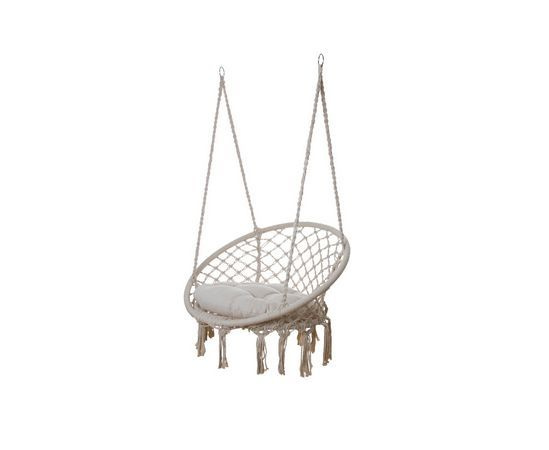 Кресло подвесное плетеное круглое, с подушкой, диаметр 60/80см, белое /Кресло подвесное  #1
