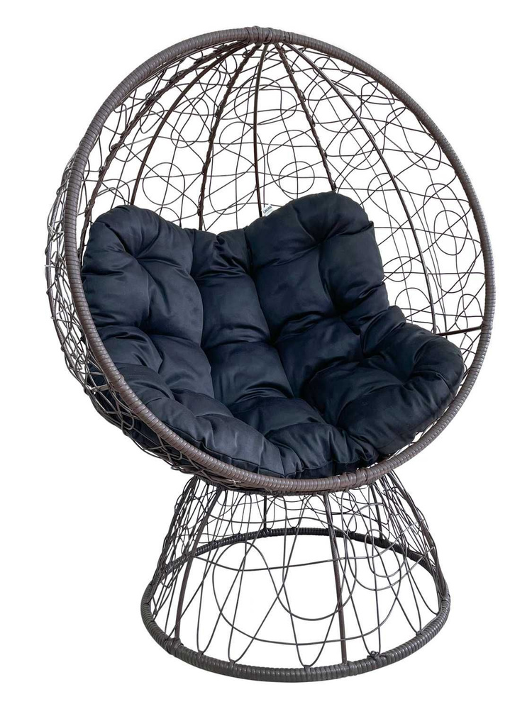 Кресло-кокон ОРЕОН стоячее коричневый (черная подушка) #1