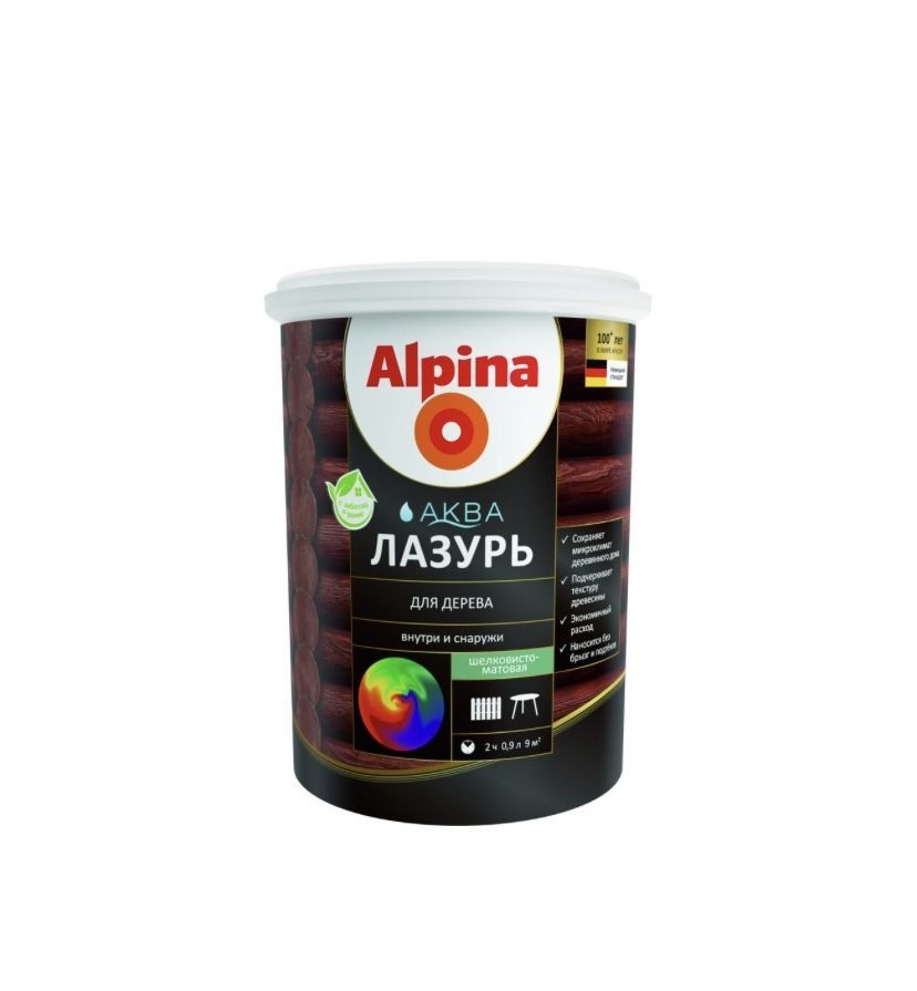 Аква-Лазурь для дерева Alpina колеруемый 0,9л #1