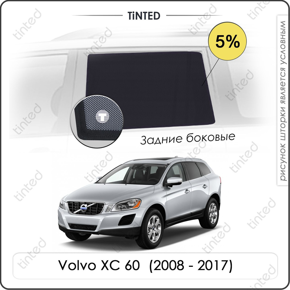 Шторки на автомобиль солнцезащитные Volvo XC 60 1 Кроссовер 5дв. (2008 - 2017) на задние двери 5%, сетки #1