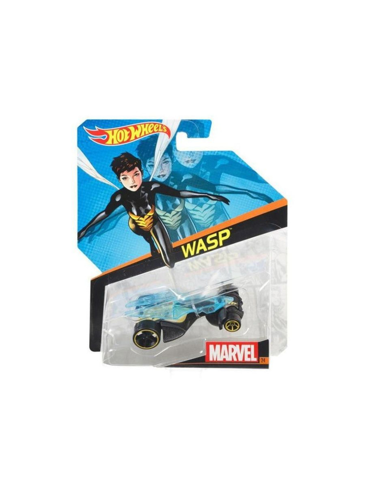 DJJ54 Машинка металлическая игрушка Hot Wheels тематическая коллекционная модель MARVEL WASP черный  #1