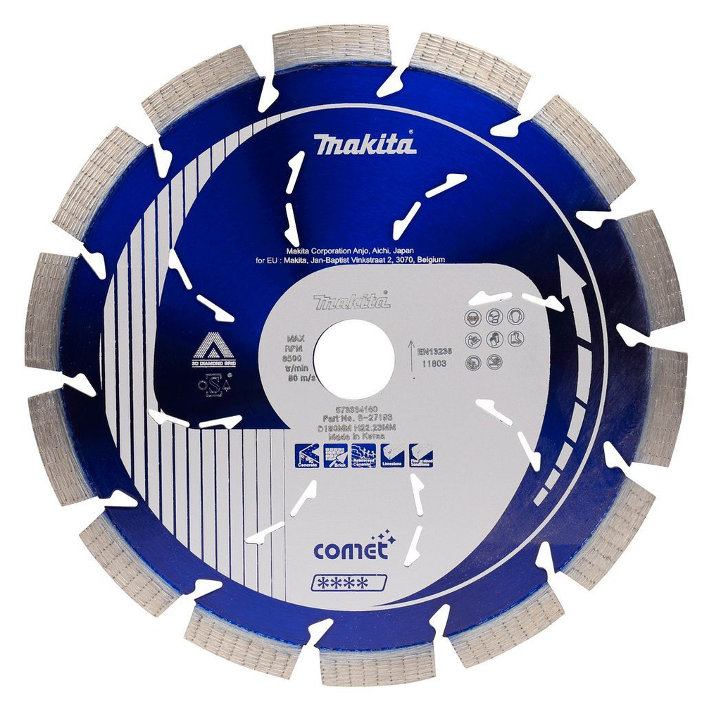 Алмазный диск Cosmos Comet Rapide 180х22,2 3DDG, Cooling holes Makita B-27193 #1