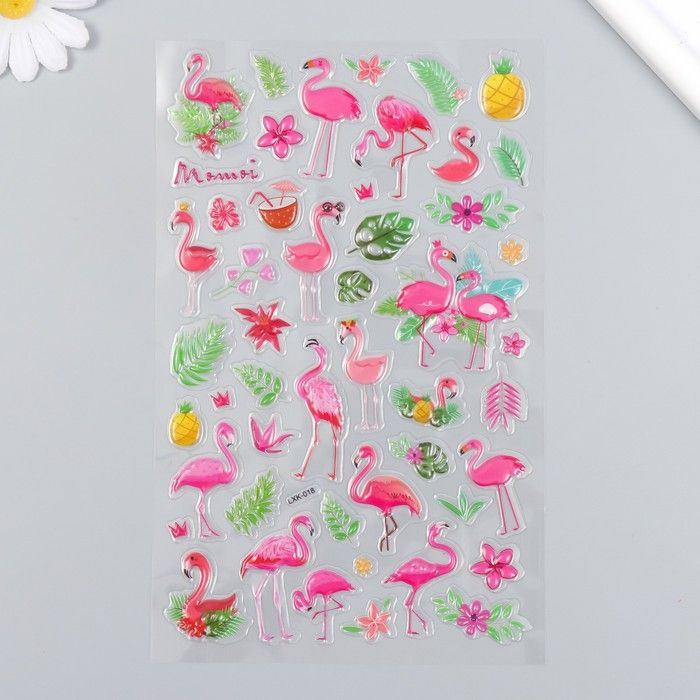 Наклейка пластик объёмные "Фламинго" 14,5х26 см #1