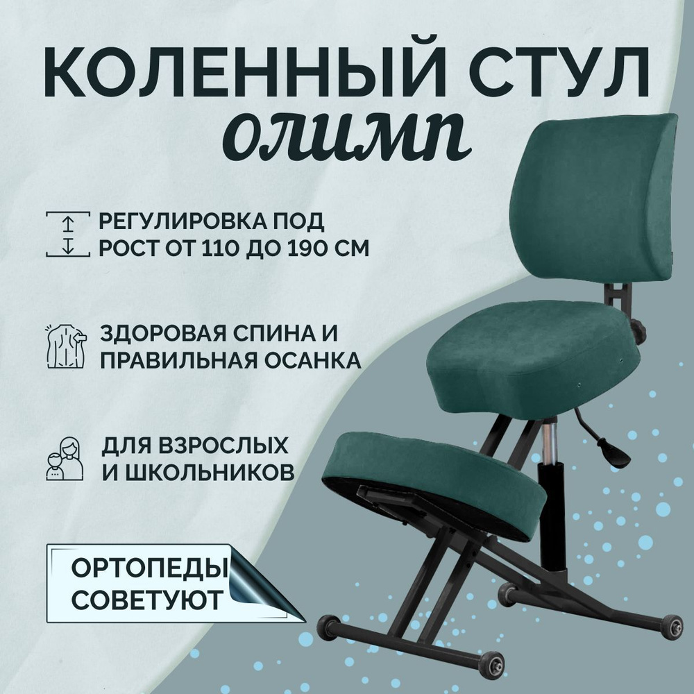 Коленный стул для осанки ортопедический спинка + газлифт Олимп  #1