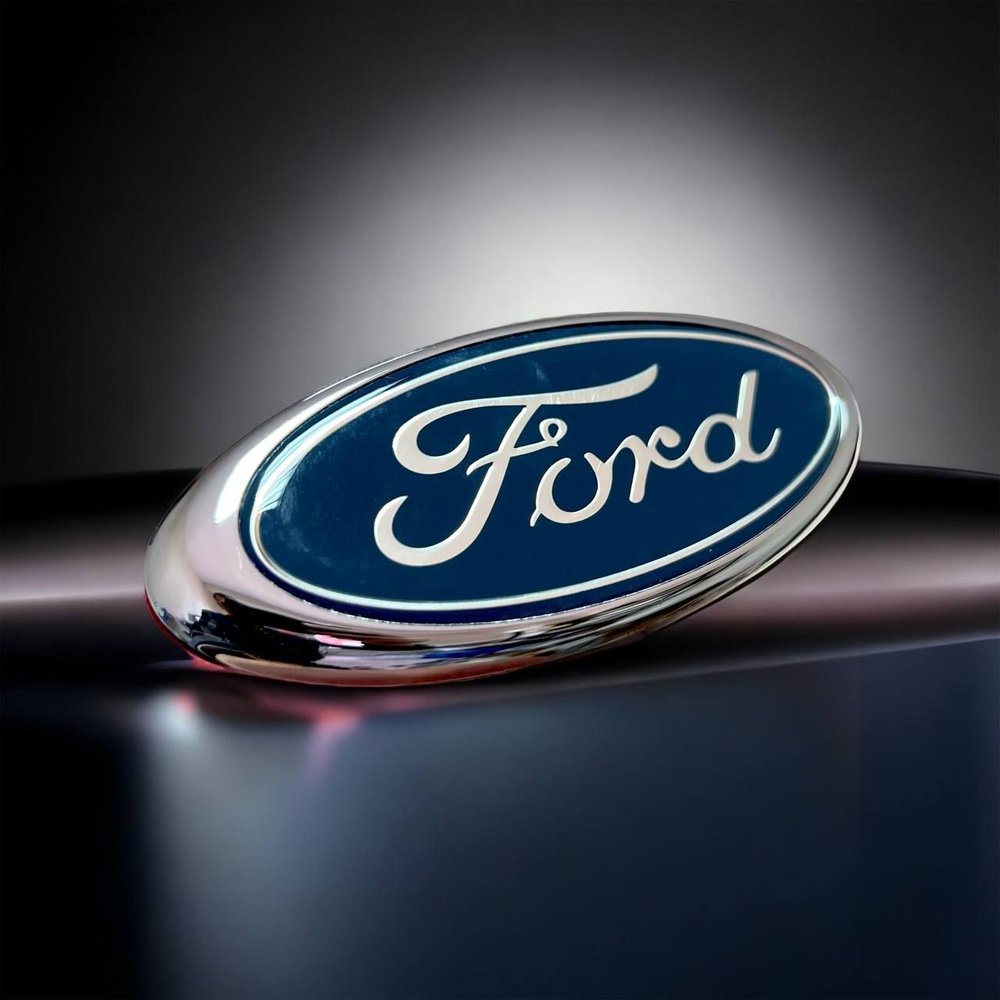 Эмблема Ford на решетку радиатора (Focus, Mondeo, Kugo, Fusion), размер 14,5 *5 см, синяя  #1