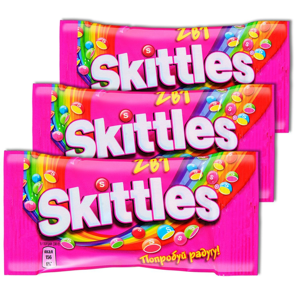 Жевательные драже Skittles 2в1 (5 двойных вкусов), 38 г, 3 шт. #1