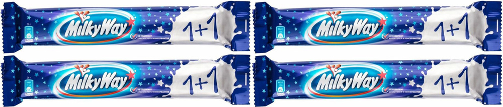 Шоколадный батончик Milky Way 1 + 1, комплект: 4 упаковки по 52 г  #1