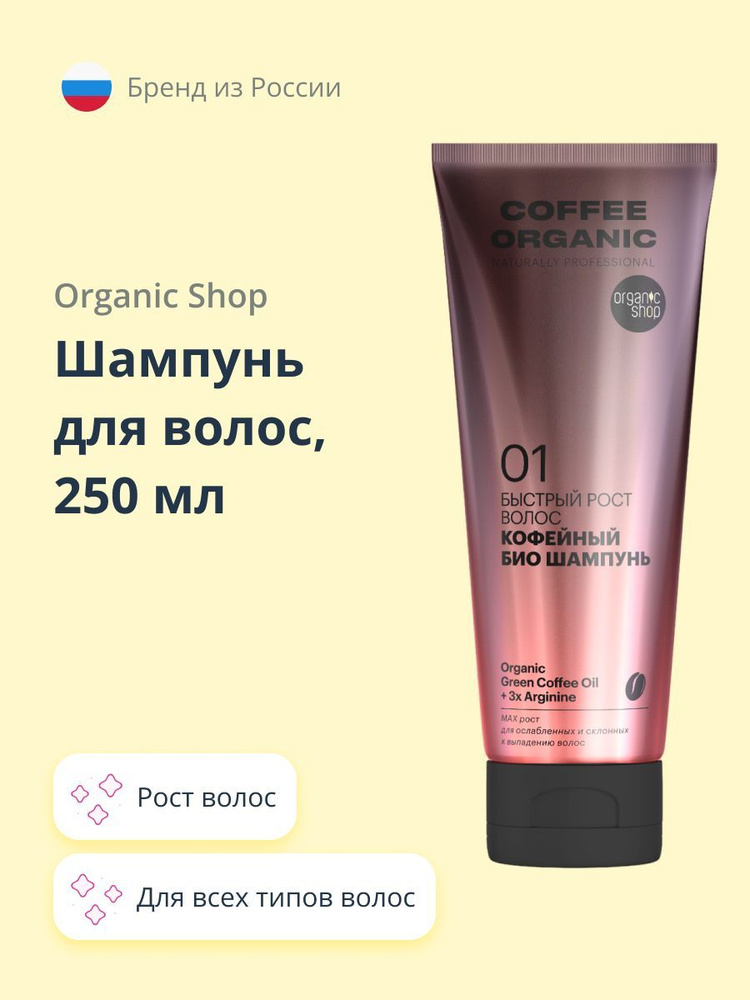 ORGANIC SHOP NATURALLY PROFESSIONAL COFFEE ORGANIC Шампунь для волос для роста волос 250 мл  #1