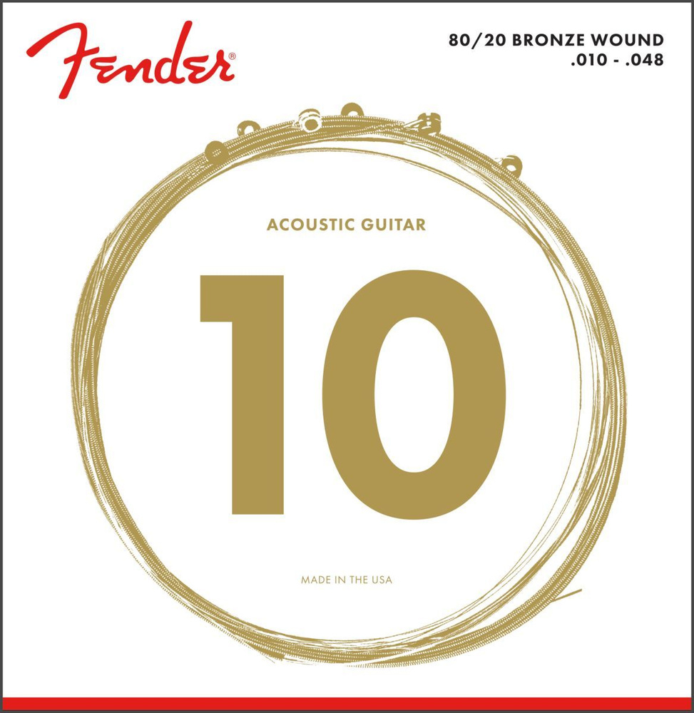 Струны для акустической гитары Fender 80/20 Bronze Acoustic Strings, Ball End, 70XL .010-.048 Gauges #1