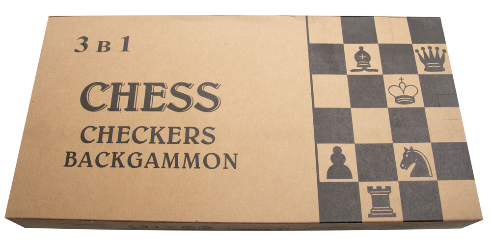 Набор настольной игры 3 в 1: деревянные шахматы с лакированными фигурами, шашки и нарды 39х39см  #1