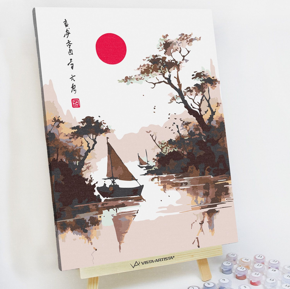 Картина по номерам, холст на подрамнике - Японская классическая живопись 30x40 см.  #1