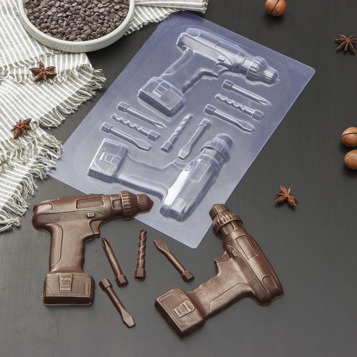Форма для шоколада и конфет Sima-land "Шуруповерт", цвет прозрачный, пластик  #1