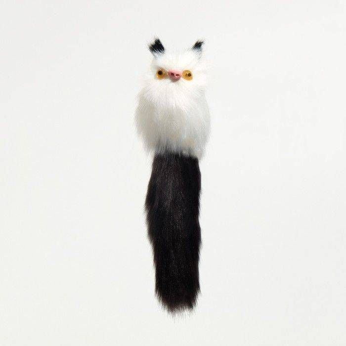 Игрушка для кошек Кот-дружок, искусственный мех, корпус 7 см, белая, чёрная, 1 шт.  #1