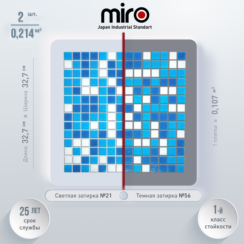 Плитка мозаика MIRO (серия Einsteinium №129), универсальная стеклянная плитка мозаика для ванной комнаты #1