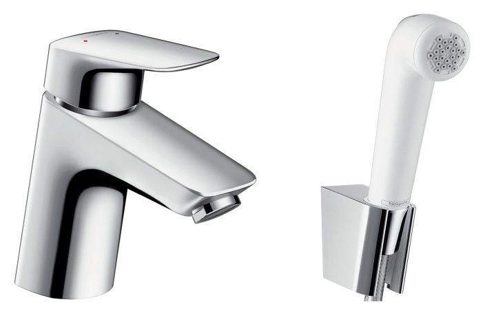 Смеситель Hansgrohe Logis 71290000 для раковины с гигиеническим душем  #1