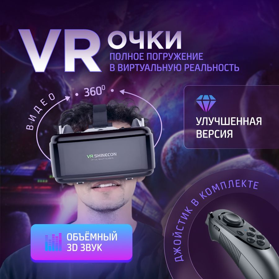 Очки виртуальной реальности с наушниками / VR / Для смартфонов, телефонов / Уцененный товар  #1