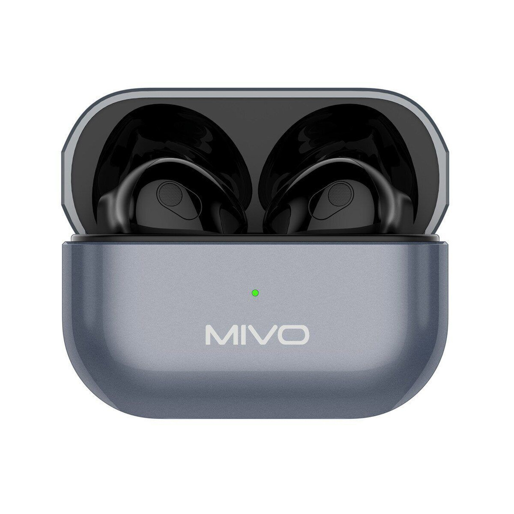 MIVO Наушники беспроводные с микрофоном, Bluetooth, 3.5 мм, серый металлик  #1