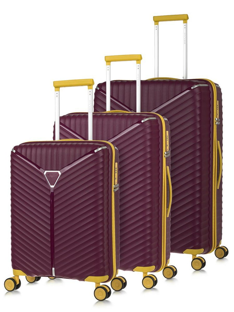 Комплект чемоданов на колесах L'Case Seoul / чемодан пластиковый малый, средний, большой S+M+L, ударопрочный, #1