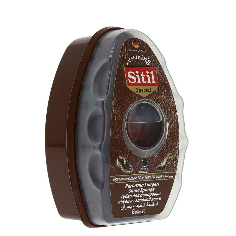 Губка для обуви Sitil с дозатором, из гладкой кожи, темно-коричневая 6 мл  #1