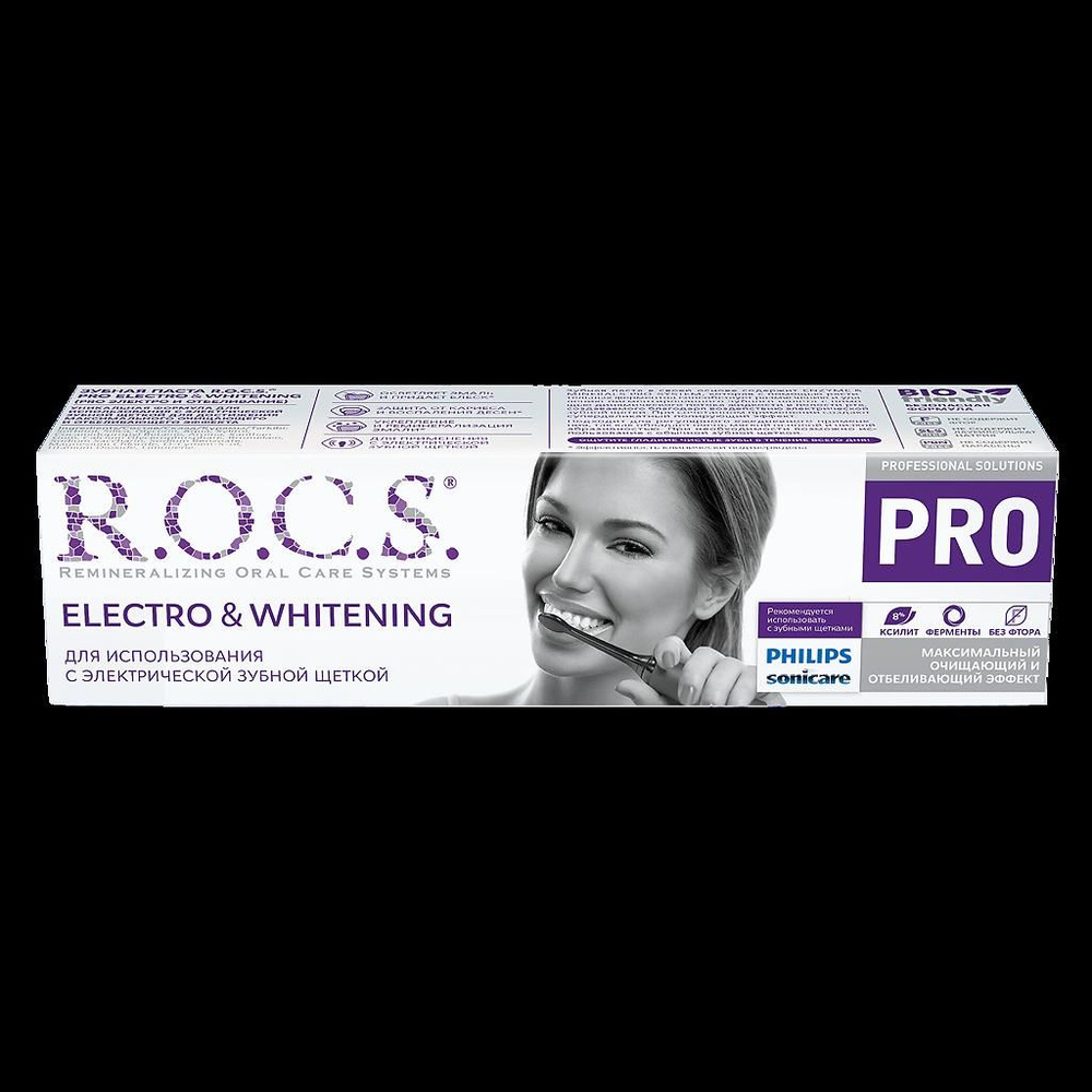 Зубная паста R.O.C.S. PRO "Electro & Whitening Mild Mint", 135 г #1