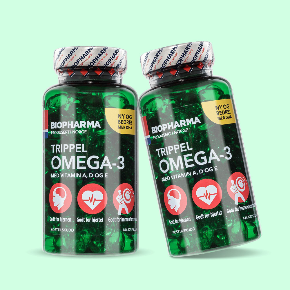 2 банки, Омега 3 Рыбий жир 1000 мг Biopharma Trippel Omega 3 в капсулах ...